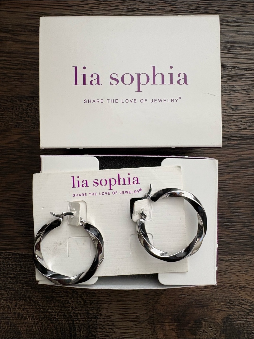 Lia Sophia Polished Silver Twist Hoop Earrings